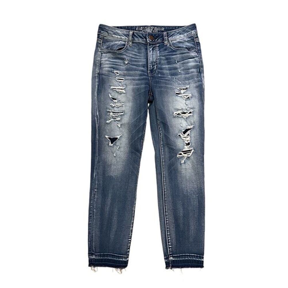 American Eagle Super Stretch Size 10 Distressed Hi-Rise Jegging Crop